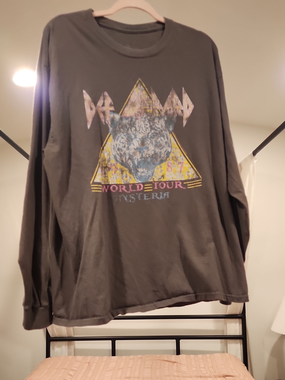 Def Leppard Long Sleeve World Tour Graphic Tee - Charcoal